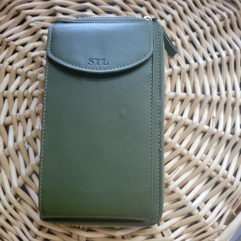 The Original STL Cross Body Clutch Wallet Olive Army Green New Phone Pocket